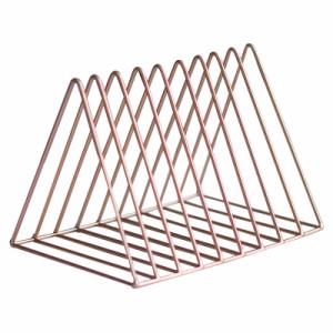 ブックスタンド 本立て 三角形 シンプル 等間隔な仕切り メタル 金属製 (ブロンズ×大)
