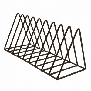 ブックスタンド 本立て 三角形 シンプル 等間隔な仕切り メタル 金属製 (ブラウン×小)