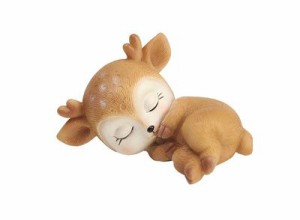 置物 鹿の赤ちゃん 小鹿 お昼寝 愛らしいポーズ (横向き寝)