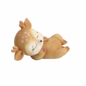 置物 鹿の赤ちゃん 小鹿 お昼寝 愛らしいポーズ (仰向け寝)
