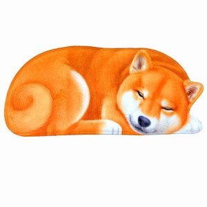 デザインマット 玄関マット ダイカット 眠っている犬 3D風 リアル 滑り止め加工 (柴犬) 