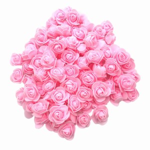 造花 バラ ミニサイズ 花のみ PU製 3.5センチ 100個 (ピンク)