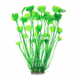 フェイクグリーン 人工水草 ハート型の葉 細く長い茎 アクアリウム 大型水槽用 2個セット (グリーン)