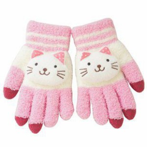 手袋 アニマル モコモコ (ネコ・ピンク)
