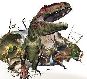 ウォールステッカー 壁を突き破る恐竜の群れ 3D風