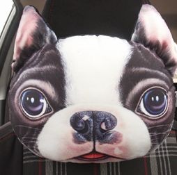 ネッククッション リアル 犬の顔 プリント ダイカット (ボストンテリア)