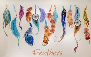 ウォールステッカー カラフルな羽根 Feathers