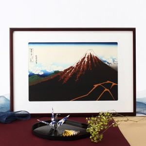 職人の手により手摺りしました 葛飾北斎 木版画「山下白雨」額装品