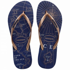 Havaianas ハワイアナス レディース 女性用 シューズ 靴 サンダル Slim Nautical Flip Flop Sandal Navy Blue/Rose【送料無料】