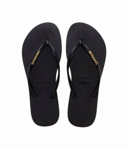 Havaianas ハワイアナス レディース 女性用 シューズ 靴 サンダル Slim Logo Metallic Flip Flops Black/Golden【送料無料】