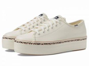 Keds ケッズ レディース 女性用 シューズ 靴 スニーカー 運動靴 Triple Up Leather White/Tan Leopard Stripe Foxing【送料無料】