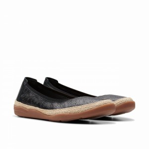 Clarks クラークス レディース 女性用 シューズ 靴 フラット Elaina Rae Black Leather【送料無料】