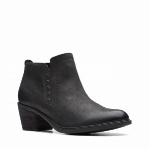 Clarks クラークス レディース 女性用 シューズ 靴 ブーツ アンクル ショートブーツ Neva Lo Black Leather【送料無料】