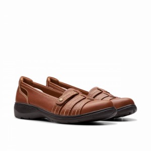 Clarks クラークス レディース 女性用 シューズ 靴 フラット Carleigh Eliza Tan Leather【送料無料】