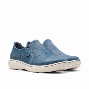 Clarks クラークス レディース 女性用 シューズ 靴 フラット Caroline Grace Blue Suede【送料無料】