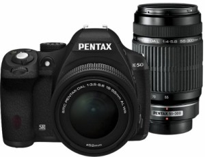 RICOH デジタル一眼レフ PENTAX K-50 DAL18-55mmWR・DAL55-300mmダブルズー(中古品)