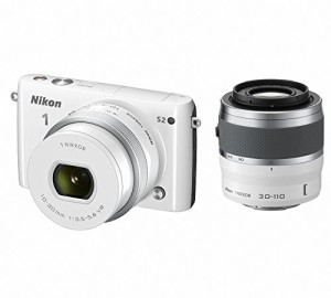 Nikon ミラーレス一眼 Nikon1 S2 ダブルズームキット ホワイト S2WZWH(中古品)