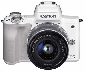 Canon キヤノン ミラーレス一眼カメラ EOS Kiss M ホワイト レンズキット E(中古品)