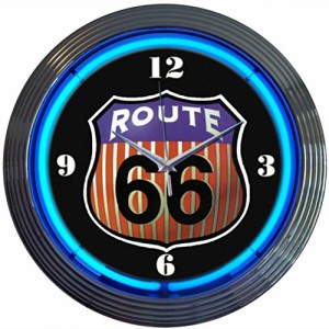 ROUTE66 ルート66 レトロ ネオンクロック壁掛時計 並行輸入(中古:未使用・未開封)