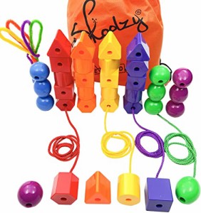 Primary Stringing Bead Set with 36 Jumbo Sized Lacing Beads for Babies(中古品)