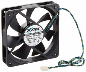 X-Fan12cm角×25mmCPU用PWM(色/黒・リブ無) スリーブ、スピードセンサー付 (中古品)