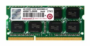 Transcend ノートPC用メモリ PC3-10600 DDR3L 1333 4GB 1.35V (低電圧) - 1(中古品)