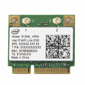 Intel Wifi 5100 ハーフサイズ MiniPCI-e 512AN_HMW 300mカード(中古品)