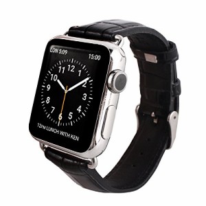 GAZE Apple Watch 42mm用バンド Black Croco 本革 アップルウォッチ ベルト(中古品)