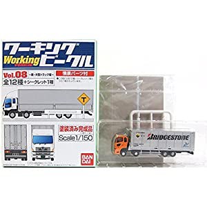 【11】 バンダイ 1/150 ワーキングビークル Vol.8 新・大型トラック編 日野 プロフィア FW ブリヂストン 低床4軸 コンテナ 単品((中古品)