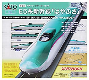 KATO Nゲージ スターターセット E5系新幹線 はやぶさ 10-011 鉄道模型入門セット 緑(中古品)