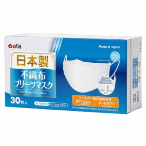 日本製不織布プリーツマスク ふつうサイズ 30枚入[倉庫区分OC]