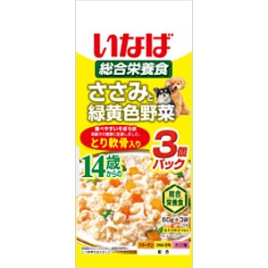 いなば ささみと緑黄色野菜 14歳からのとり軟骨入り 60g×3袋