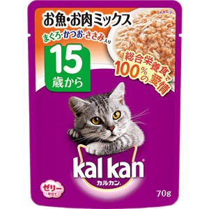 カルカン パウチ 15歳から お魚・お肉ミックス まぐろ・かつお・ささみ入り 70g×16コ