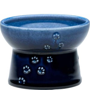 猫用 脚付フードボウル 日本製 ブルー