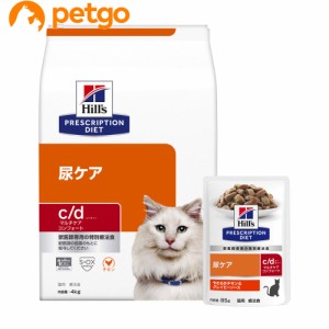 【PACK】ヒルズ 食事療法食 猫用 c/d マルチケアコンフォート ドライ4kg＋チキン＆グレイビーソースパウチ 85g×12