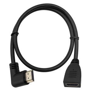 L字型HDMI2.0延長ケーブル ，60cm 4k HDMI メス-オス延長ケーブル L字型 ゴールド金メッキ端子 60Hz 4K＊2K ハイスピード 3D HDMIケーブ