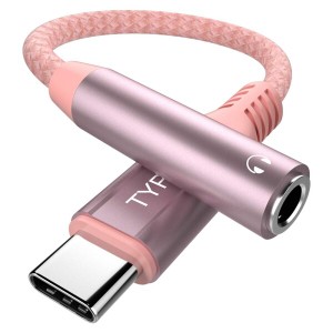 タイプc イヤホン ジャック 変換アダプタ USB Type C to 3.5mm イヤフォン オーディオ 変換 ケーブル ナイロン編み 対応iPhone 15 Pro Ma