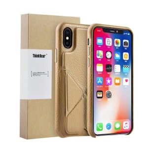 ThinkBear iPhone Xレザーウォレット、ホルダー、その他の色 (Brown)