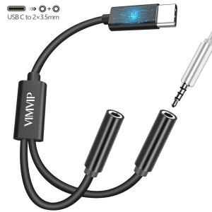 VIMVIP USB Type C to 3.5MM イヤホン変換アダプタ イヤホン変換ケーブル 2in1 ヘッドホン延長コード 3.5mmステレオミニプラグ オーディ