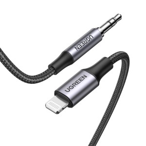 UGREEN AUX ケーブル iPhone Lightning to 3.5mm 変換ケーブル  高耐久性ナイロン編み ヘッドホン/iPod/iPhone/iPad/ホームステレオ/カー
