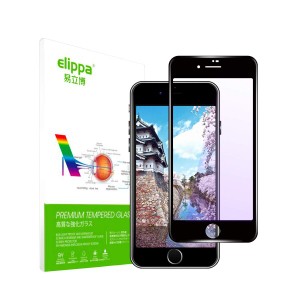 iPhone8/iPhone7ガラスフィルム ブルーライト カット Elippa 炭素繊維 3D全面保護 フルカバー 0.25mm超薄型 強化ガラス 液晶保護フィルム