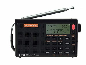 SIHUADON R108 小型短波ラジオ ポータブル 高感度受信 FM/AM/LW/SW/エアバンド BCLラジオ 航空無線 ATS スリープ機能 目覚まし時計 USB充