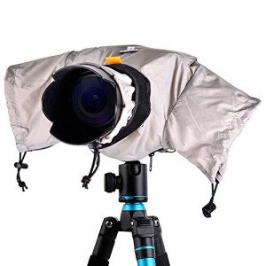 カメラレインカバー 雨 カメラ レインジャケット レインカバー Safrotto 防水防塵 カメラ 一眼レフ用 (S, グレー)