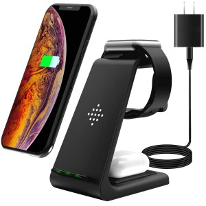 SHARE BEAUTY ワイヤレス充電器 置くだけ充電 Qiスマホ機種全対応 3in1急速充電 Apple Watchスタンド Airpods充電器 iphone/Galaxy/他の