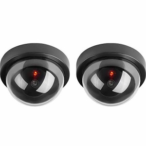 Yokosoダミーカメラ 監視 カメラ 屋外屋内ドームカメラ 点滅する赤いLEDライトを使って（ブラック）、（2パック）