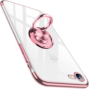 iPhone SE3 ケース 第3世代 リング スマホケース SE2/iPhone8/iPhone7 カバー クリア リング付き 透明 tpu ソフト ピンク ストラップホー