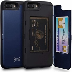 TORU CX PRO iPhone8 Plus ケース カード ブルー収納背面 3枚 IC Suica カード入れ カバ— ミラー付き (アイフォン8Plus / アイフォン7Pl