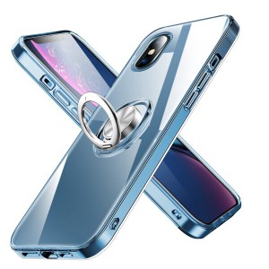 iphone x 用 ケースiphone xs 用 ケース リング クリア シリコン 耐衝撃 薄型 スリム 軽量 tpuカバー スタンド機能 360度回転 落下防止 