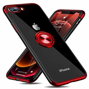 iPhone 8 Plus 用 ケース/iPhone 7 Plus 用 ケース リング付き クリア 耐衝撃 スタンド機能 透明 TPU 車載ホルダー対応 落下防止 防塵 薄