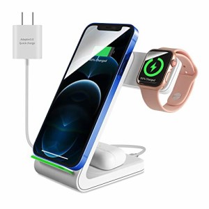 WINGO TIMES ワイヤレス充電器 3in1 Qi急速充電 (PSE認証済み) AirPods充電器 Apple Watchスタンド iPhone 14/iPhone 14 Pro/iPhone 13/1